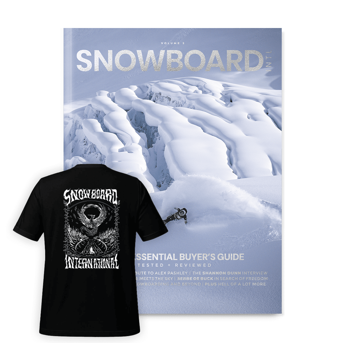 Mag and Black tshirt - SBI#2 merch Snowboard International – Mag + tee (black)
