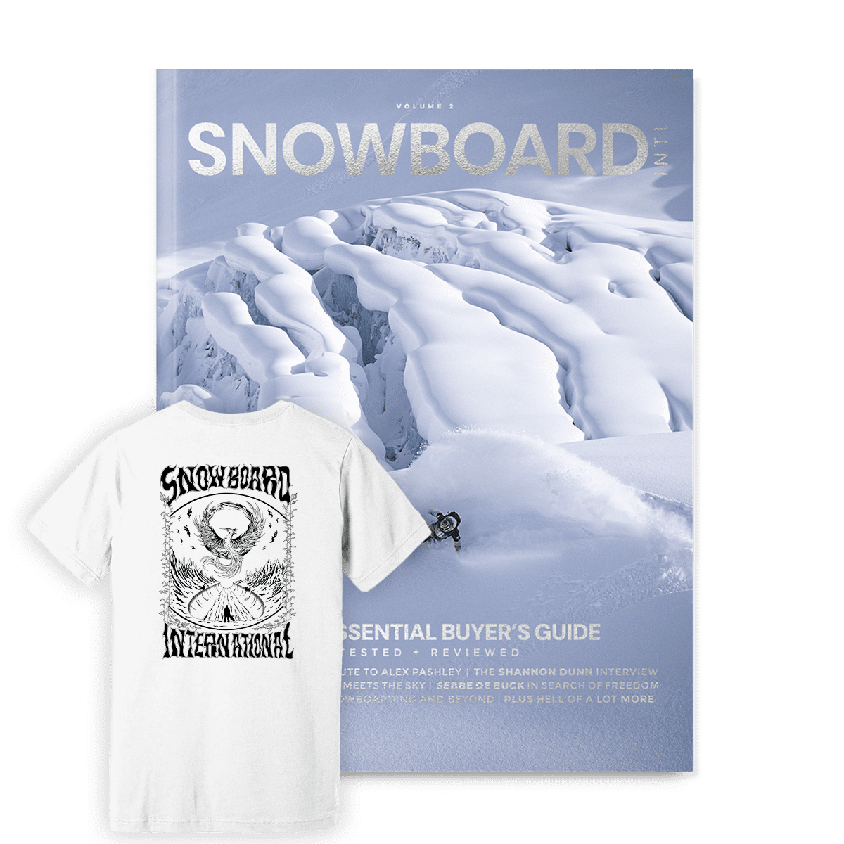 Mag and White tshirt - SBI#2 merch Snowboard International – Mag + tee (white)