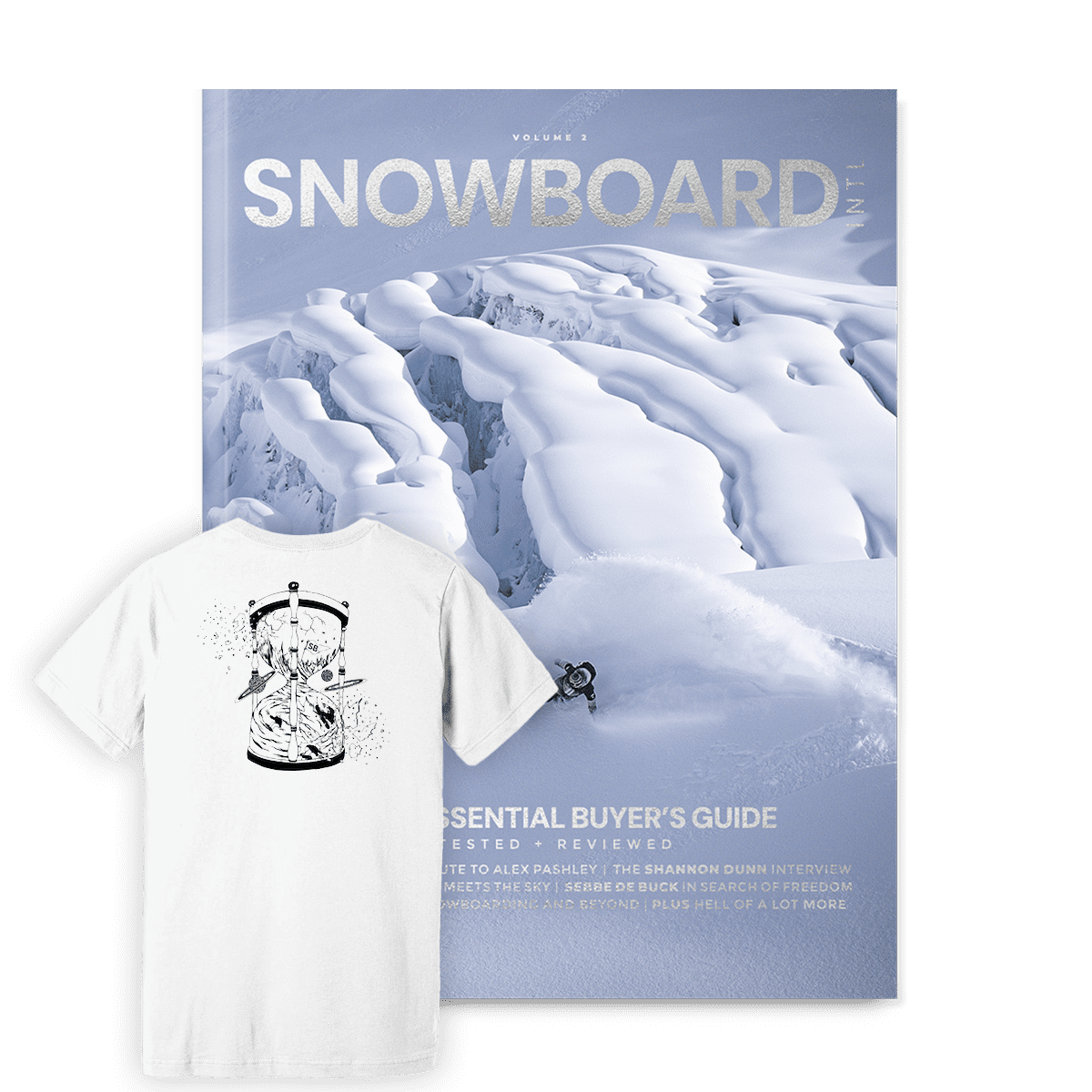 Mag and White tshirt - SBI#2 merch Snowboard International – Mag + tee (white)